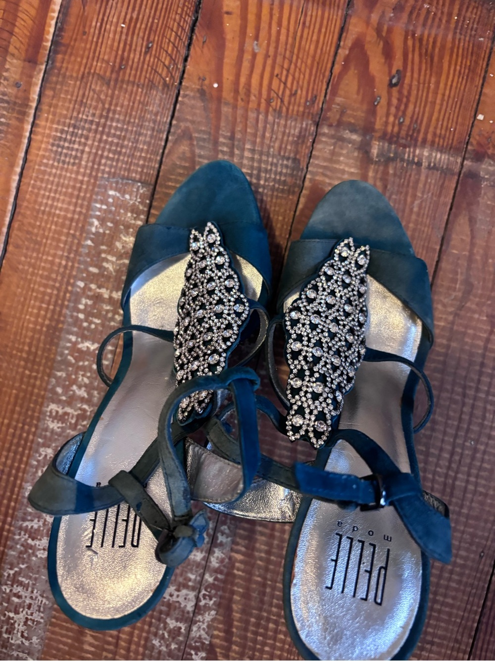 Pelle Moda Teal Embellished Women's Heels